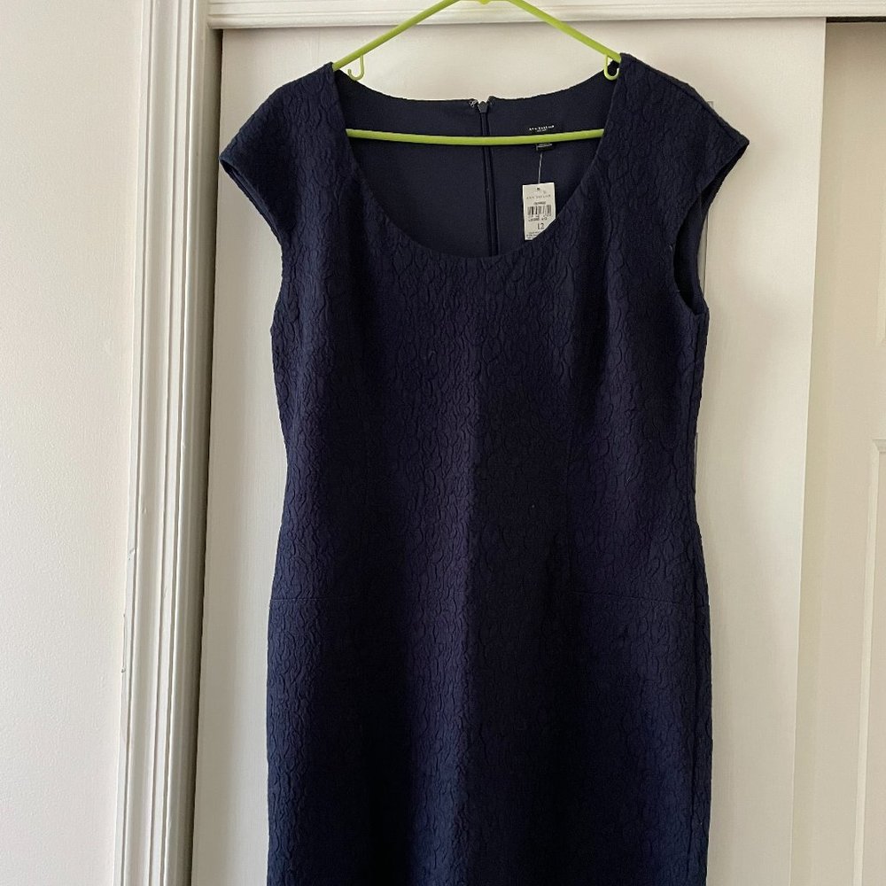 Ann Taylor.  Navy Blue cap sleeve dress size 12.  Unworn excellent condition